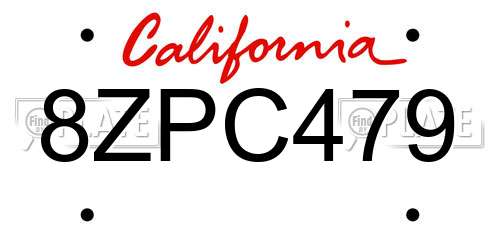 8ZPC479 California License Plate
