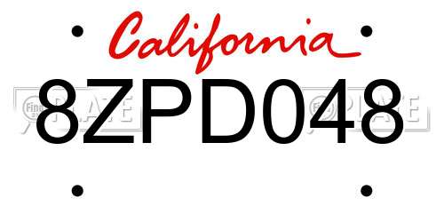 8ZPD048 California License Plate