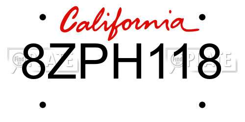 8ZPH118 California License Plate