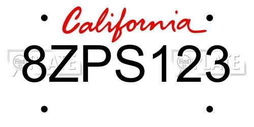 8ZPS123 California License Plate