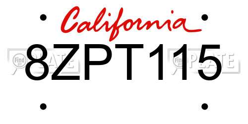 8ZPT115 California License Plate