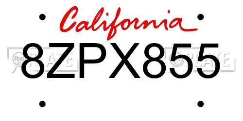 8ZPX855 California License Plate