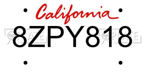 8ZPY818 California License Plate