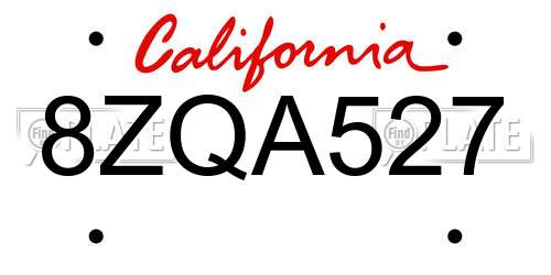 8ZQA527 California License Plate