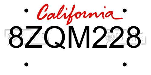 8ZQM228 California License Plate