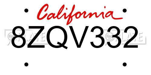 8ZQV332 California License Plate