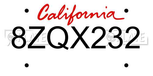 8ZQX232 California License Plate