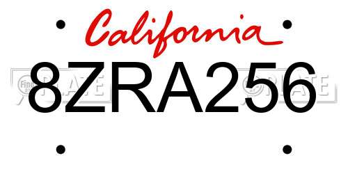 8ZRA256 California License Plate