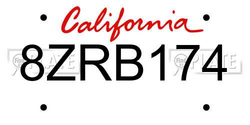 8ZRB174 California License Plate