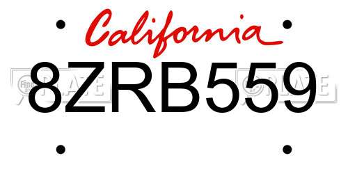 8ZRB559 California License Plate