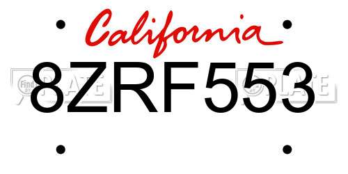 8ZRF553 California License Plate