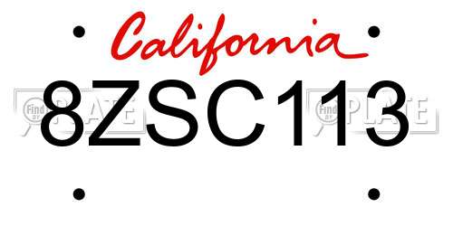 8ZSC113 California License Plate