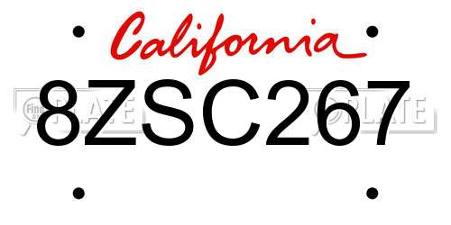 8ZSC267 California License Plate