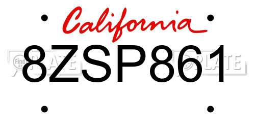 8ZSP861 California License Plate