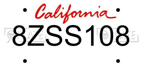 8ZSS108 California License Plate