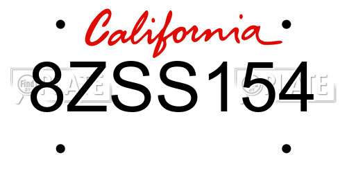8ZSS154 California License Plate
