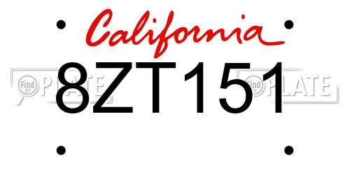8ZT151 California License Plate