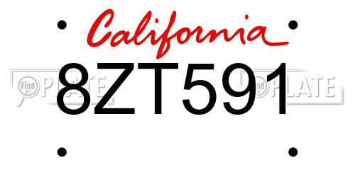 8ZT591 California License Plate