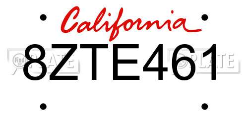 8ZTE461 California License Plate