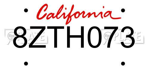 8ZTH073 California License Plate