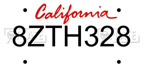 8ZTH328 California License Plate