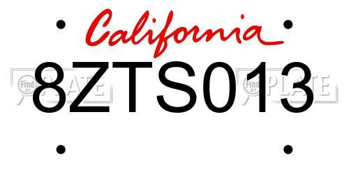 8ZTS013 California License Plate