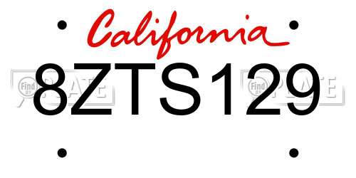 8ZTS129 California License Plate