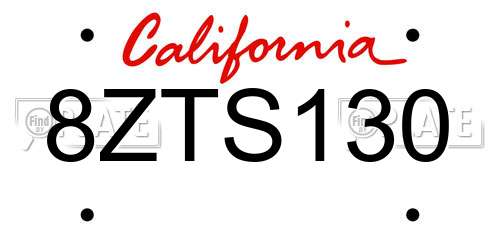 8ZTS130 California License Plate
