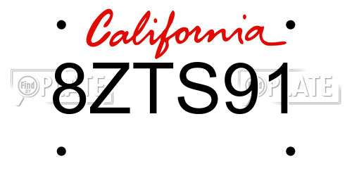 8ZTS91 California License Plate