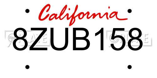 8ZUB158 California License Plate