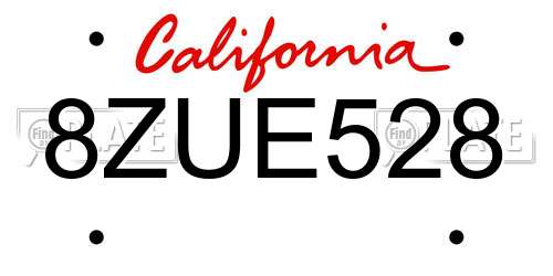 8ZUE528 California License Plate