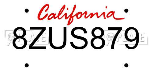 8ZUS879 California License Plate