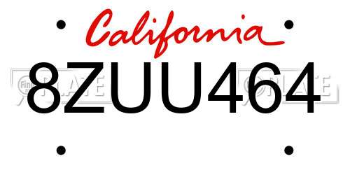 8ZUU464 California License Plate