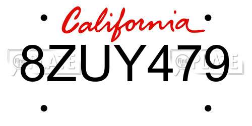 8ZUY479 California License Plate
