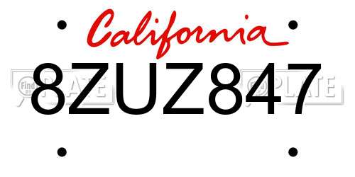 8ZUZ847 California License Plate