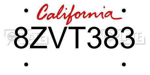 8ZVT383 California License Plate