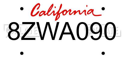 8ZWA090 California License Plate