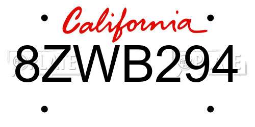 8ZWB294 California License Plate