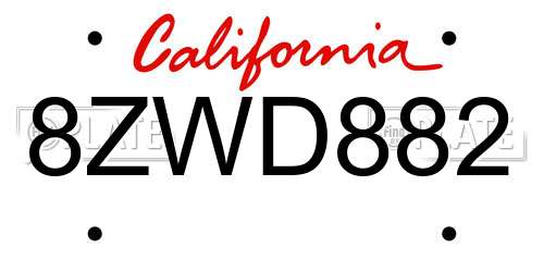 8ZWD882 California License Plate