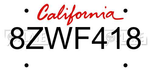 8ZWF418 California License Plate