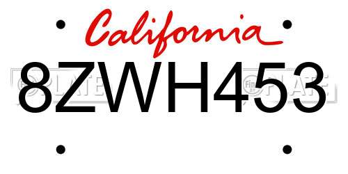 8ZWH453 California License Plate