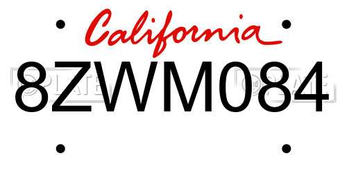 8ZWM084 California License Plate