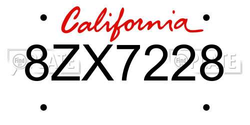 8ZX7228 California License Plate