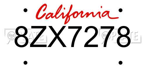 8ZX7278 California License Plate