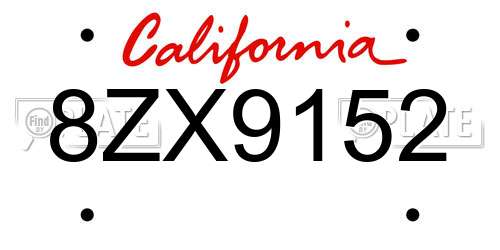 8ZX9152 California License Plate