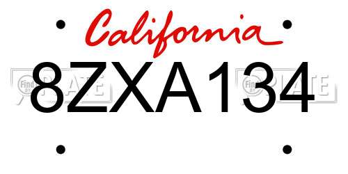 8ZXA134 California License Plate