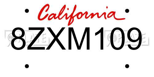 8ZXM109 California License Plate