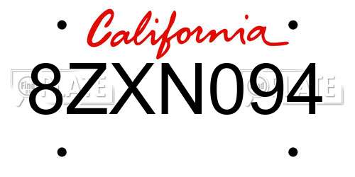8ZXN094 California License Plate