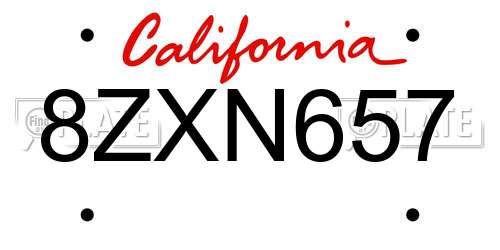 8ZXN657 California License Plate