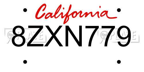 8ZXN779 California License Plate